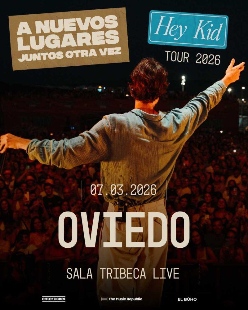 Cartel concierto de HEY KID en Oviedo 2026 Sala Tribeca