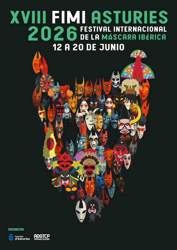 Cartel del Festival Internacional de la Máscara Ibérica 2026 en Asturias