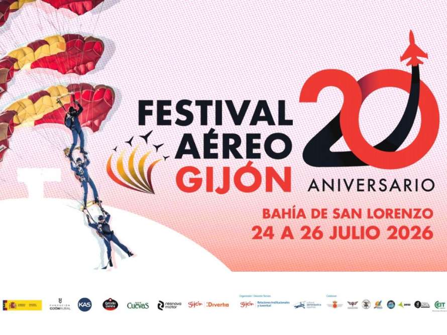Cartel oficial del Festival Aéreo de Gijón 2026 en la bahía de San Lorenzo